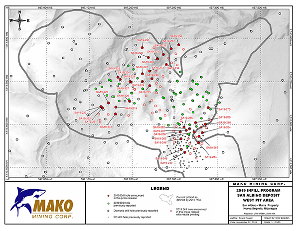 2019 Infill drill program west pit area