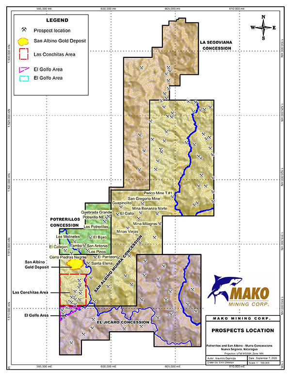 Regional exploration program prospects location 100k Sept 7, 2020