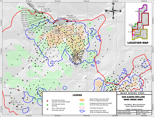 San Albino Drilling Program - Mine Creek Area