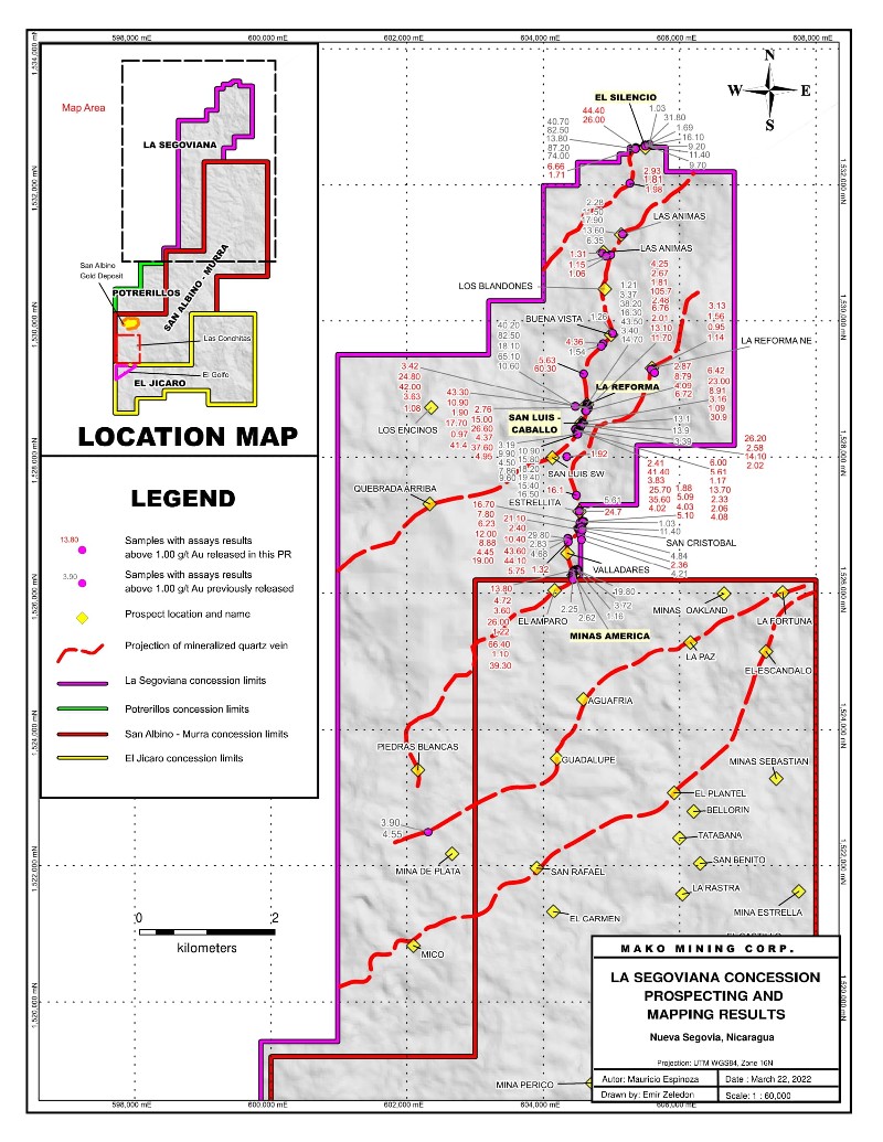 Le Segoviana Concession - Prospecting and Mapping Results